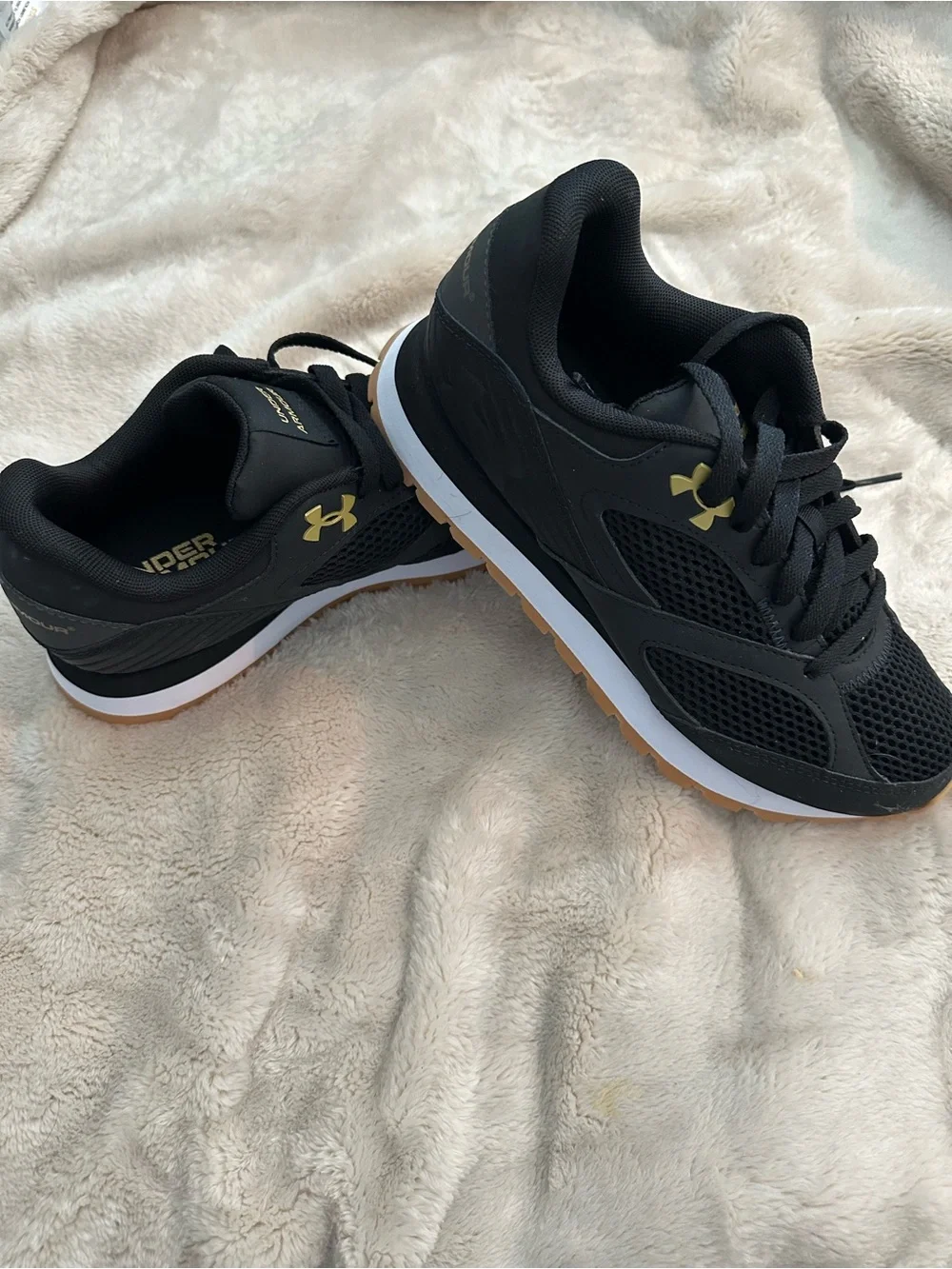 Under Armour Women’s Black Athletic Sneakers with Gold Logo